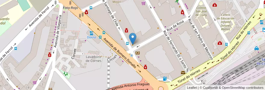 Mapa de ubicacion de Zocas en Испания, Галисия, А-Корунья, Santiago, Santiago De Compostela.