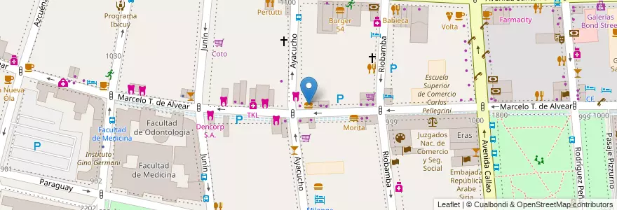 Mapa de ubicacion de Zodiaco, Recoleta en 아르헨티나, Ciudad Autónoma De Buenos Aires, Comuna 2, 부에노스아이레스.