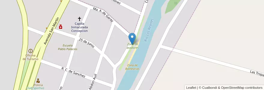 Mapa de ubicacion de Zona de asadores en 阿根廷, Córdoba, Departamento Calamuchita, Pedanía Los Reartes, Comuna De Los Reartes, Los Reartes.