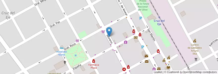 Mapa de ubicacion de Zona de Estacionamiento Medido en Аргентина, Кордова, Departamento Cruz Del Eje, Municipio De Cruz Del Eje, Pedanía Cruz Del Eje, Cruz Del Eje.