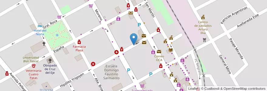 Mapa de ubicacion de Zona de Estacionamiento Medido en Argentinië, Córdoba, Departamento Cruz Del Eje, Municipio De Cruz Del Eje, Pedanía Cruz Del Eje, Cruz Del Eje.