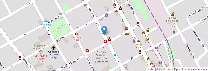 Mapa de ubicacion de Zona de Estacionamiento Medido en Аргентина, Кордова, Departamento Cruz Del Eje, Municipio De Cruz Del Eje, Pedanía Cruz Del Eje, Cruz Del Eje.