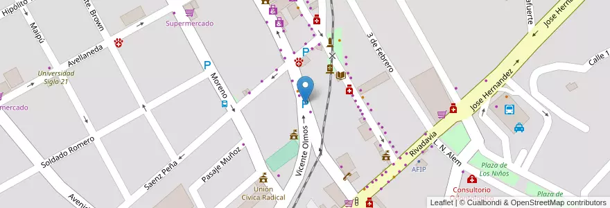 Mapa de ubicacion de Zona de Estacionamiento Medido en Argentina, Córdova, Departamento Cruz Del Eje, Municipio De Cruz Del Eje, Pedanía Cruz Del Eje, Cruz Del Eje.