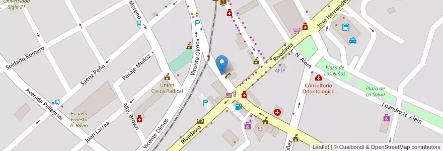 Mapa de ubicacion de Zona de Estacionamiento Medido en 阿根廷, Córdoba, Departamento Cruz Del Eje, Municipio De Cruz Del Eje, Pedanía Cruz Del Eje, Cruz Del Eje.