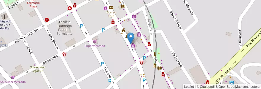 Mapa de ubicacion de Zona de Estacionamiento Medido en Argentine, Córdoba, Departamento Cruz Del Eje, Municipio De Cruz Del Eje, Pedanía Cruz Del Eje, Cruz Del Eje.
