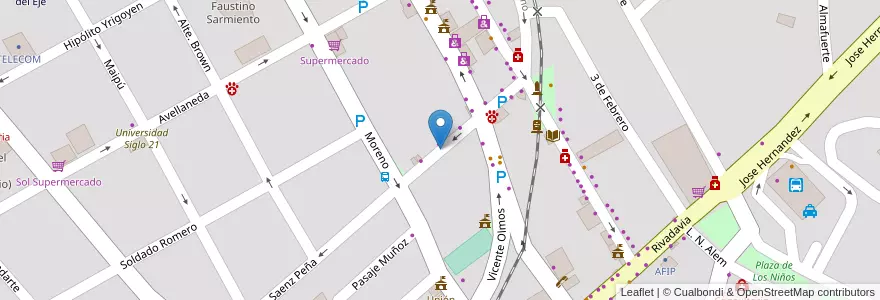 Mapa de ubicacion de Zona de Estacionamiento Medido en آرژانتین, Córdoba, Departamento Cruz Del Eje, Municipio De Cruz Del Eje, Pedanía Cruz Del Eje, Cruz Del Eje.