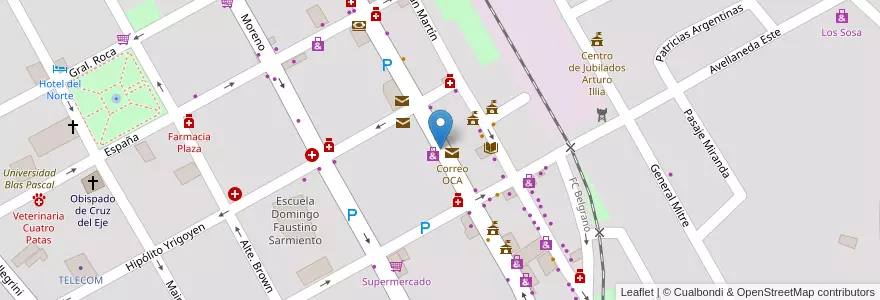 Mapa de ubicacion de Zona de Estacionamiento Medido en Argentina, Córdoba, Departamento Cruz Del Eje, Municipio De Cruz Del Eje, Pedanía Cruz Del Eje, Cruz Del Eje.