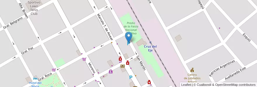 Mapa de ubicacion de Zona de Estacionamiento Medido en 아르헨티나, Córdoba, Departamento Cruz Del Eje, Municipio De Cruz Del Eje, Pedanía Cruz Del Eje, Cruz Del Eje.