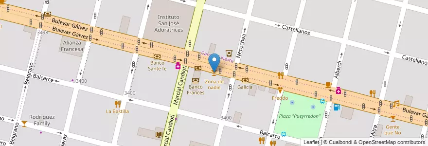 Mapa de ubicacion de Zona de nadie en アルゼンチン, サンタフェ州, Departamento La Capital, Santa Fe Capital, Santa Fe.