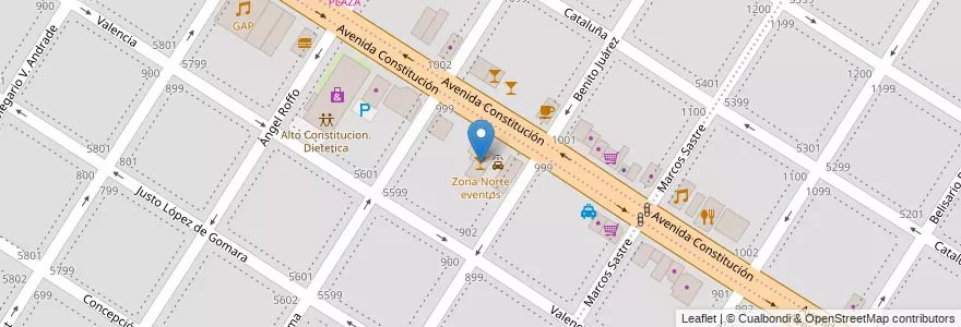 Mapa de ubicacion de Zona Norte eventos en Argentinië, Buenos Aires, Partido De General Pueyrredón, Mar Del Plata.