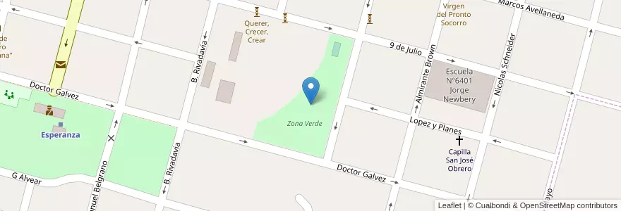 Mapa de ubicacion de Zona Verde en 아르헨티나, Santa Fe, Departamento Las Colonias, Municipio De Esperanza, Esperanza.