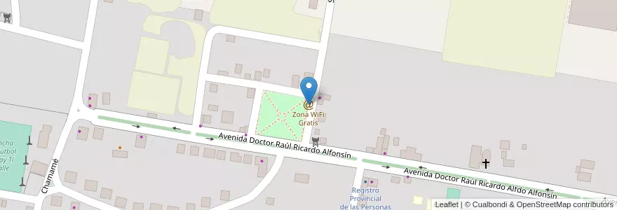 Mapa de ubicacion de Zona WiFi Gratis en アルゼンチン, コリエンテス州, Departamento Lavalle, Municipio De Yatay Tí Calle, Yatay Tí Calle.