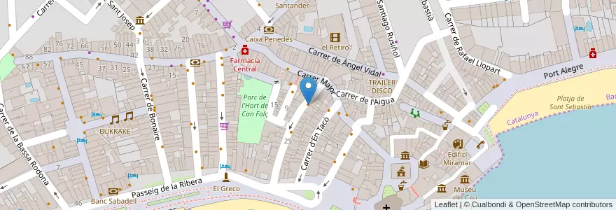 Mapa de ubicacion de Zona X Cruising en إسبانيا, كتالونيا, برشلونة, Garraf, Sitges.