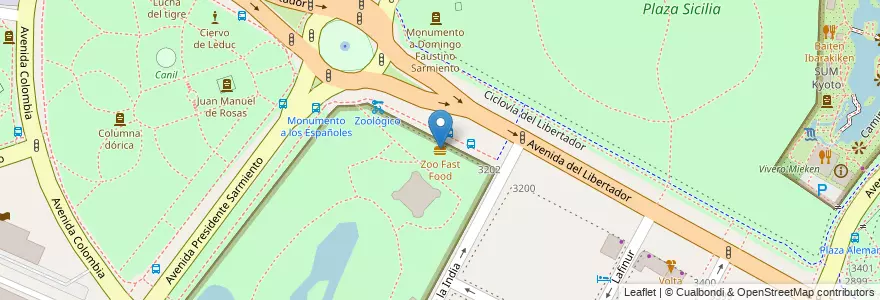 Mapa de ubicacion de Zoo Fast Food, Palermo en 阿根廷, Ciudad Autónoma De Buenos Aires, 布宜诺斯艾利斯, Comuna 14.