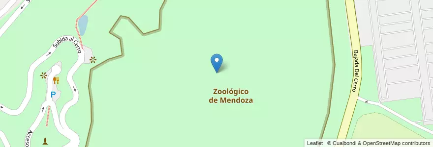 Mapa de ubicacion de Zoológico de Mendoza en アルゼンチン, チリ, メンドーサ州, Departamento Capital, Sección 9ª Parque General San Martín, Ciudad De Mendoza.