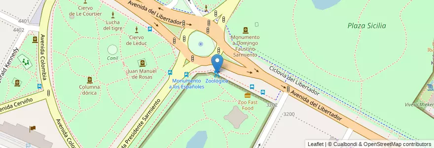 Mapa de ubicacion de Zoológico, Palermo en Argentinien, Ciudad Autónoma De Buenos Aires, Buenos Aires, Comuna 14.