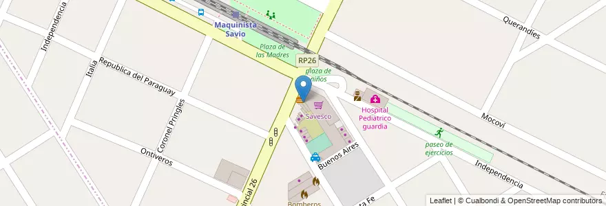Mapa de ubicacion de ZooM Cafe & Pizzas en Argentinië, Buenos Aires, Partido De Escobar, Maquinista Savio.