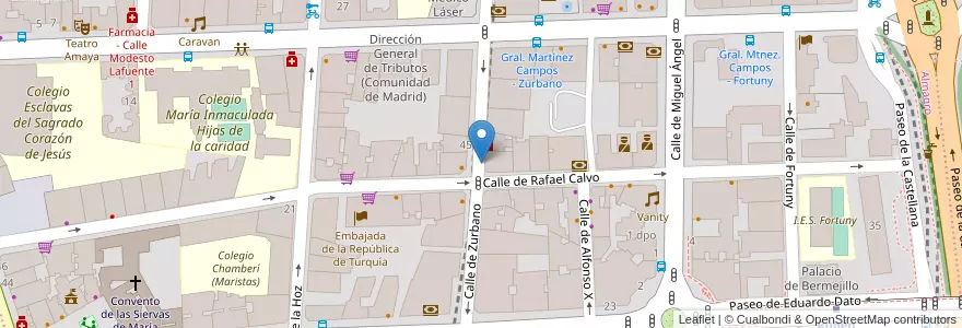 Mapa de ubicacion de ZURBANO, CALLE, DE,52 en اسپانیا, بخش خودمختار مادرید, بخش خودمختار مادرید, Área Metropolitana De Madrid Y Corredor Del Henares, مادرید.