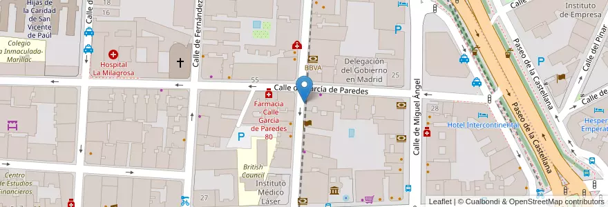 Mapa de ubicacion de ZURBANO, CALLE, DE,72 en スペイン, マドリード州, Comunidad De Madrid, Área Metropolitana De Madrid Y Corredor Del Henares, Madrid.