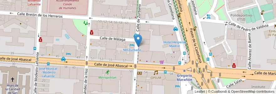 Mapa de ubicacion de ZURBANO, CALLE, DE,92 en إسبانيا, منطقة مدريد, منطقة مدريد, Área Metropolitana De Madrid Y Corredor Del Henares, مدريد.