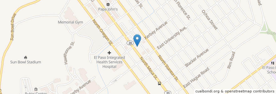 Mapa de ubicacion de Hamburger Stand en United States, Texas, El Paso County, El Paso.