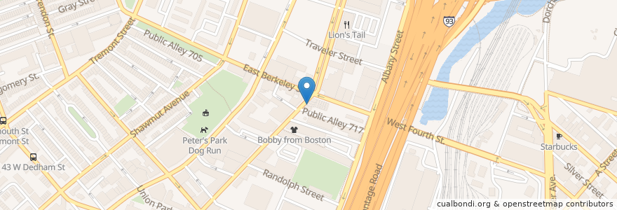 Mapa de ubicacion de Pine Street Inn en Estados Unidos Da América, Massachusetts, Suffolk County, Boston.