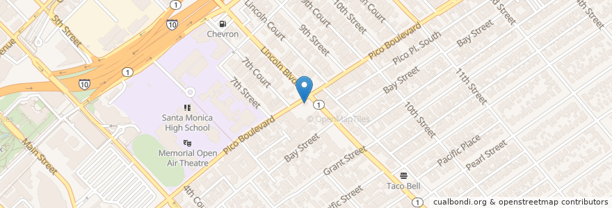 Mapa de ubicacion de Tommy's Hamburger en United States, California, Los Angeles County.
