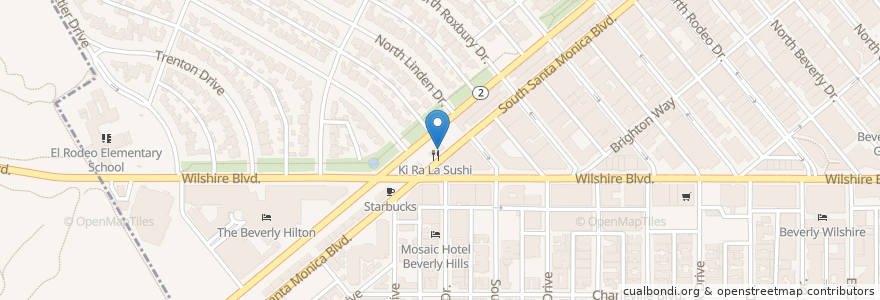 Mapa de ubicacion de Ki Ra La Sushi en Соединённые Штаты Америки, Калифорния, Los Angeles County, Лос-Анджелес, Beverly Hills.