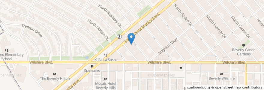 Mapa de ubicacion de Roxbury Cafe en Estados Unidos Da América, Califórnia, Los Angeles County, Los Angeles, Beverly Hills.