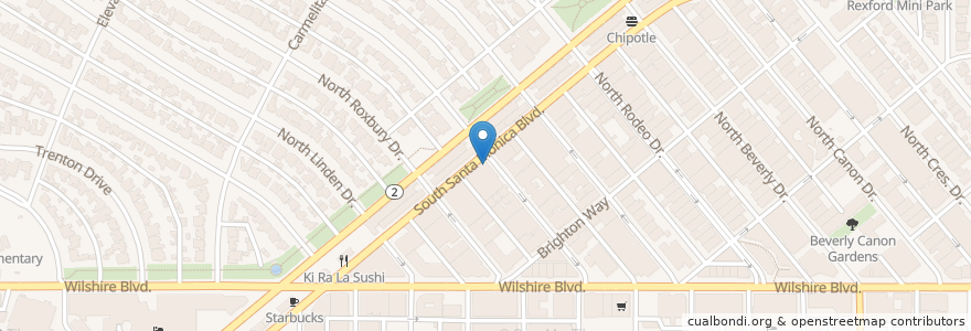 Mapa de ubicacion de Rite Aid en ایالات متحده آمریکا, کالیفرنیا, Los Angeles County, لوس آنجلس, Beverly Hills.