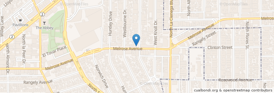 Mapa de ubicacion de Urth Caffé - 
Melrose en 美利坚合众国/美利堅合眾國, 加利福尼亚州/加利福尼亞州, 洛杉矶县, 洛杉矶, West Hollywood.