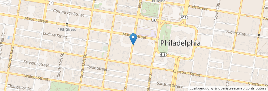 Mapa de ubicacion de Starbucks en アメリカ合衆国, ペンシルベニア州, Philadelphia County, フィラデルフィア.