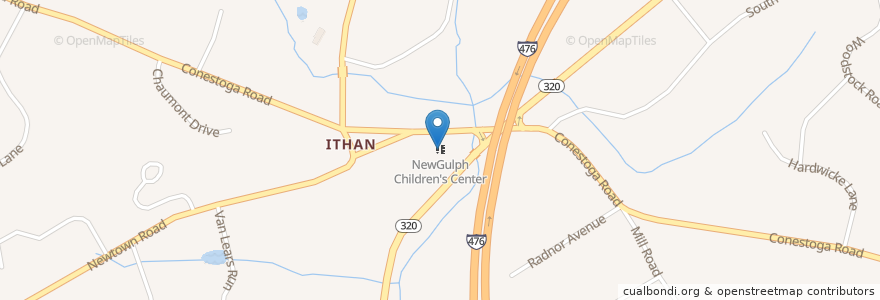 Mapa de ubicacion de NewGulph Children's Center en Соединённые Штаты Америки, Пенсильвания, Delaware County, Radnor Township.