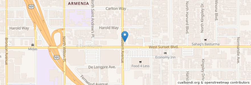 Mapa de ubicacion de Walgreens en Stati Uniti D'America, California, Los Angeles County, Los Angeles.