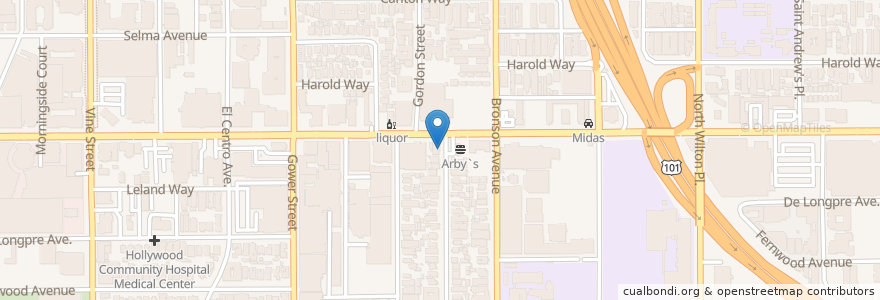 Mapa de ubicacion de Tamarind Ave. Deli en Amerika Birleşik Devletleri, Kaliforniya, Los Angeles County, Los Angeles.