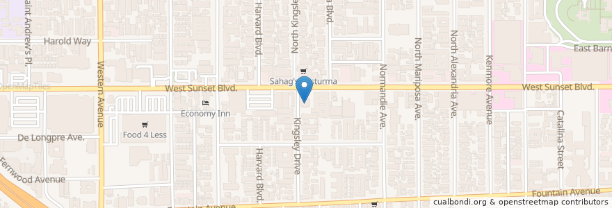 Mapa de ubicacion de Shakey's Pizza en Vereinigte Staaten Von Amerika, Kalifornien, Los Angeles County, Los Angeles.