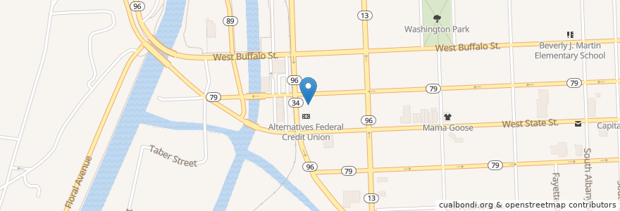 Mapa de ubicacion de Alternatives Credit Union en 미국, 뉴욕, Tompkins County, Ithaca Town, Ithaca.
