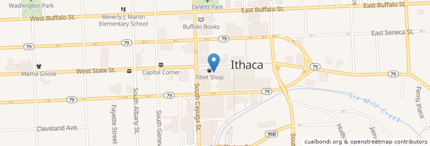 Mapa de ubicacion de Trader K's en ایالات متحده آمریکا, New York, Tompkins County, Ithaca Town, Ithaca.