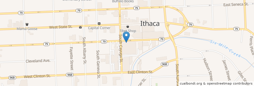 Mapa de ubicacion de Tompkin City Library en United States, New York, Tompkins County, Ithaca Town, Ithaca.