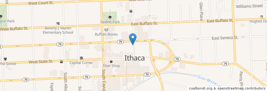 Mapa de ubicacion de Ithaca Commons en Estados Unidos Da América, Nova Iorque, Tompkins County, Ithaca Town, Ithaca.