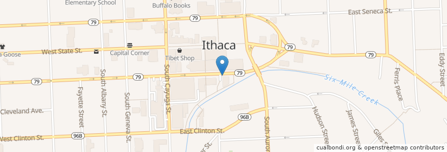 Mapa de ubicacion de Urban Outfitters en Соединённые Штаты Америки, Нью-Йорк, Округ Томпкинс, Ithaca Town, Ithaca.