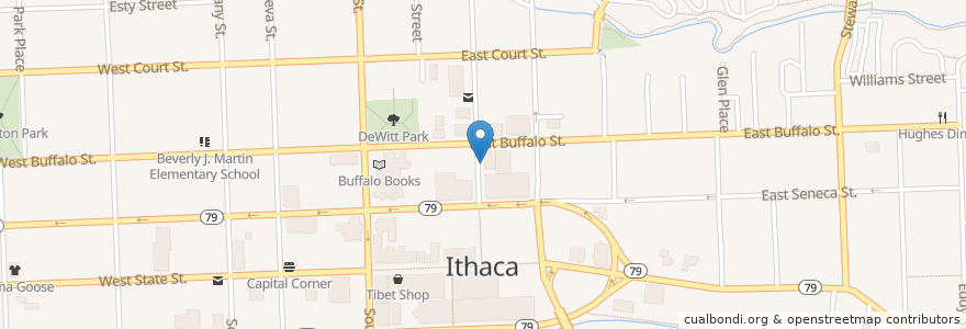 Mapa de ubicacion de USPS en Vereinigte Staaten Von Amerika, New York, Tompkins County, Ithaca Town, Ithaca.