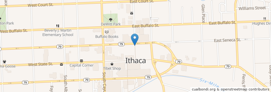 Mapa de ubicacion de Ithaca Commons en United States, New York, Tompkins County, Ithaca Town, Ithaca.