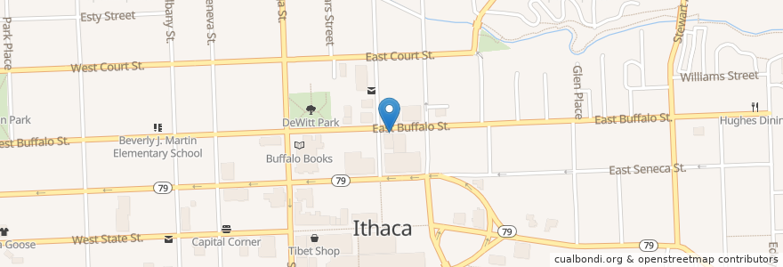 Mapa de ubicacion de Ithaca Town Hall en アメリカ合衆国, ニューヨーク州, Tompkins County, Ithaca Town, Ithaca.