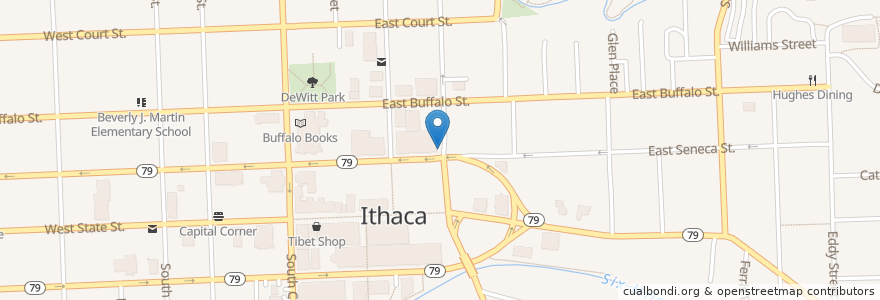 Mapa de ubicacion de Seneca Garage en アメリカ合衆国, ニューヨーク州, Tompkins County, Ithaca Town, Ithaca.