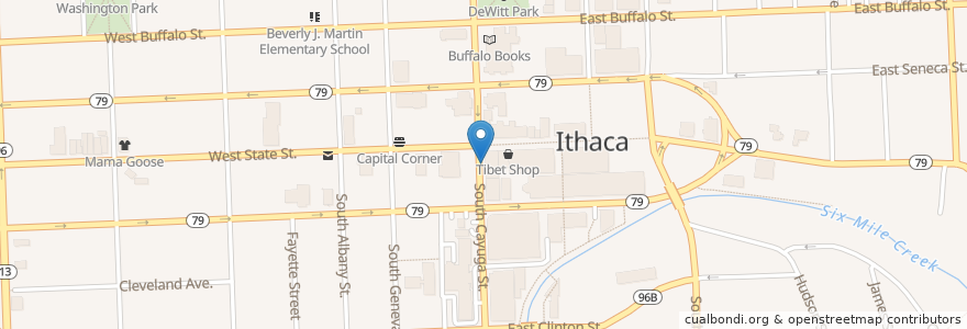 Mapa de ubicacion de FedEx store en 미국, 뉴욕, Tompkins County, Ithaca Town, Ithaca.
