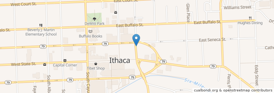 Mapa de ubicacion de Contemporary Trends en Amerika Birleşik Devletleri, New York, Tompkins County, Ithaca Town, Ithaca.