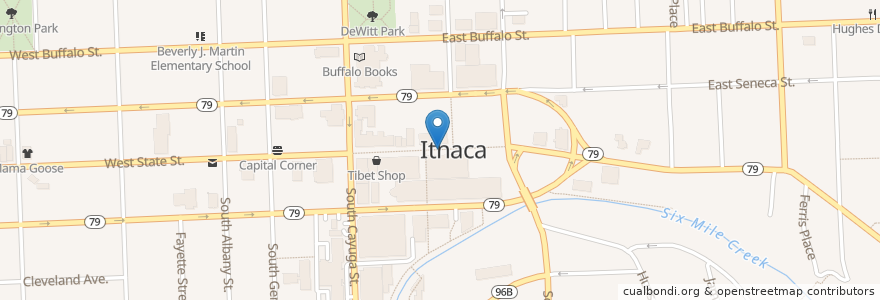 Mapa de ubicacion de Ithaca Commons en Verenigde Staten, New York, Tompkins County, Ithaca Town, Ithaca.
