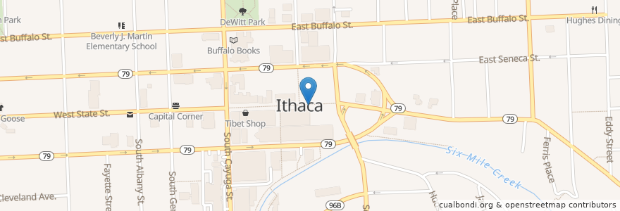 Mapa de ubicacion de Ithaca Commons en الولايات المتّحدة الأمريكيّة, نيويورك, Tompkins County, Ithaca Town, Ithaca.