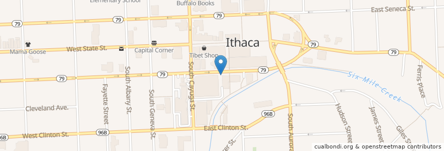 Mapa de ubicacion de Green St bus stop en 미국, 뉴욕, Tompkins County, Ithaca Town, Ithaca.